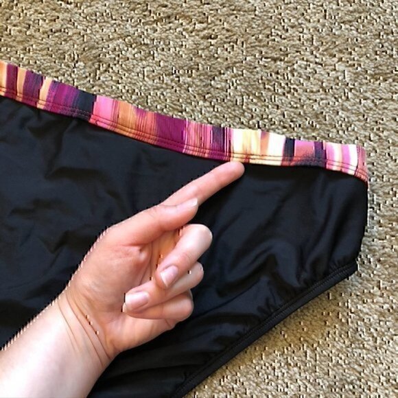 NEW NWOT 24TH OCEAN Black Purple Cream ish Stripe Bikini Swimsuit Bottom Large L - Picture 8 of 8